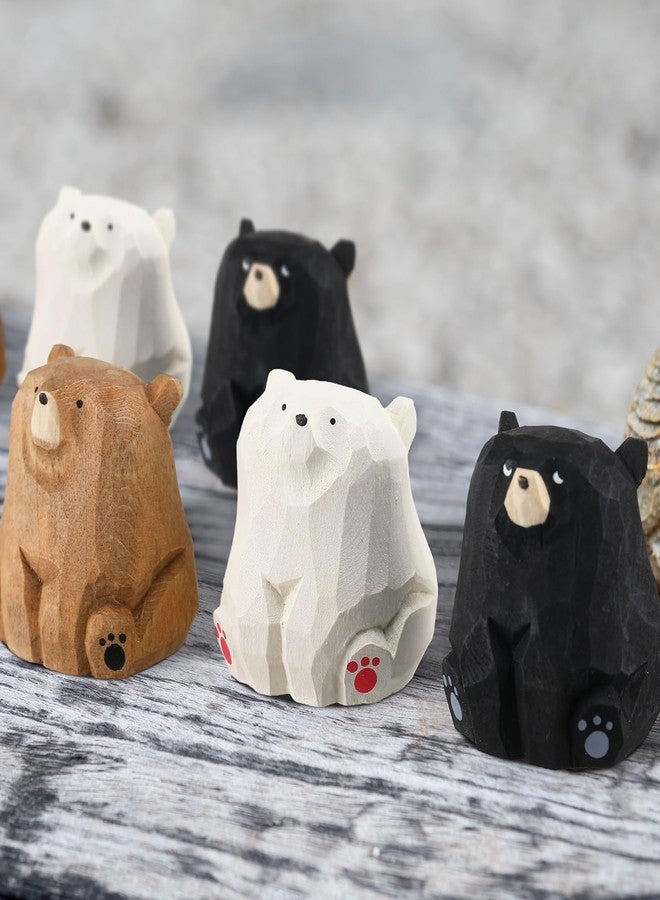 Lineshading 3 Pcs Mini Wooden Bears Figurines Handmade Carved Small Wooden Black Brown Bear Statue Miniature Ornament Christmas Bear Decor for Bedroom Playroom Gift(Standing,2 x 1.2 x 1.4 Inch) - Image 4